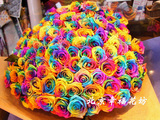 99朵鲜花彩虹玫瑰花束荷兰进口七彩情人节北京鲜花店生日求婚送花