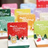 韩国文具 圣诞节动物立体贺卡 卡片组 10个