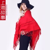 上海故事秋冬新款专柜正品100%羊毛1.5米超大方巾围巾披肩女