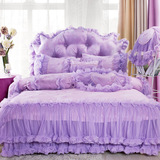 芯屹莎 蕾丝特价四件套 婚庆床品 韩式家纺紫色提花公主床上用品