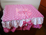 水玉点点粉红纯棉桌布桌旗茶几罩床头柜罩 荷叶边 布艺定做