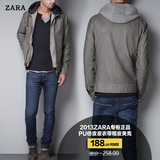香港代购2014ZARA男装新款专柜正品色PU衣夹皮衣夹帽夹克克外套