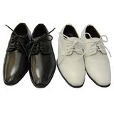 黑白色男童西装尖头皮鞋花童礼服鞋六一儿童学生演出系带鞋