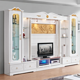 大户型纯白欧式烤漆电视柜组合背景墙柜客厅影视地柜酒柜组装家具