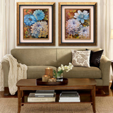蓝色大丽花 美式欧式现代客厅卧室有框装饰画样板房定制挂画壁画