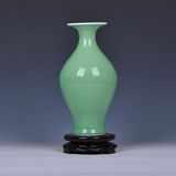 景德镇陶瓷花瓶 纯手工豆青釉 现代家居装饰品客厅/书房摆件瓷器