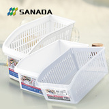 日本进口SANADA 厨房整理置物筐 橱柜抽屉式整理盒 带滑轮收纳盒
