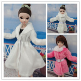 黛蓝洋娃娃换装玩具娃娃衣服 冬装新款裙式大衣 多色可选毛绒外套