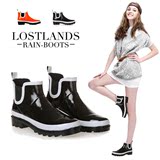 Lostlands 时尚色彩 女式短筒无筒环保橡胶雨鞋雨靴 女士短筒雨鞋