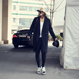 春秋韩版流行男士风衣 男 长款大码西服宽松版个性大衣非主流外套