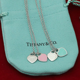 Tiffany/蒂芙尼纯银珐琅双心瓷漆项链专柜正品代购包邮税生日礼物