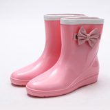 灰色粉红色初高中少女学生短筒雨鞋防水鞋女套鞋胶鞋甜美果冻雨靴