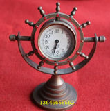 古董钟表 瑞士名表 精品欧米茄-镶红宝石舵形老式机械座钟 收藏品