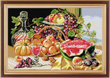 精准印花十字绣静物油画新款丰盛果篮餐厅水果客厅西瓜葡萄桃满绣