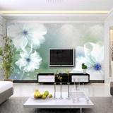 大型壁画电视背景客厅沙发背景墙纸壁纸环保现代简约清新白莲花