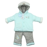 婴姿坊专柜正品2件套加厚加绒连帽套装2015男新款幼童装特价促销