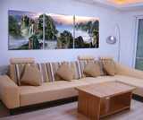 美丽山水客厅装饰画沙发后墙壁画办公室三联无框画现代工艺画挂画