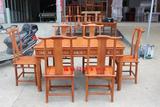 中式仿古红木家具 实木休闲桌餐桌长方桌茶桌花梨木 东阳木雕