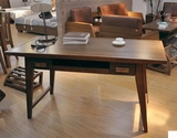 中格简约实木橡木1.5米书桌胡桃色书房家电脑桌写字台简易办公桌