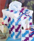 DIY手工立体绣套件毛线十字绣材料包蓝紫双箭头方型纸巾盒