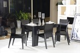 现代餐桌宜家简约餐椅组合家具仿实木黑色橡木贴皮饭桌6022餐桌