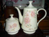 全品文革富贵花卉描金瓷壶瓷茶叶缸一套二手古玩老瓷器老杂旧