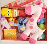 婴儿毛绒玩具礼盒 包邮新生儿满月百天0-1岁宝宝生日周岁玩具套装