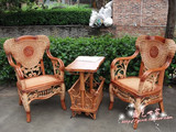 天然印尼进口真藤椅小户型三件套桌椅休闲茶几阳台组合庭院
