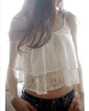 夏季韩版性感小吊带背心蕾丝抹胸女上衣显瘦露脐短款荷叶边打底衫