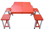 新料 户外休闲塑料连体折叠桌椅/烧烤桌/野餐 广告桌椅(加厚型)红