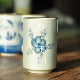 日本陶瓷茶道杯日式茶杯水杯和风茶具手绘青花四色中寿司汤吞特价