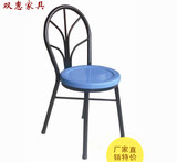 特价蓝色餐椅 快餐店小吃店座椅 圆形凳子休闲椅子 简约现代家具