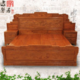 东阳木雕红木家具床 1.8米花梨木双人床  明清古典式山水实木床