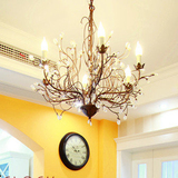 美式创意铁艺树枝复古水晶灯 北欧宜家简约客厅个性吊灯 餐厅灯具