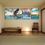 日本餐厅酒店壁画日本风景画浮世绘无框画料理店装饰画挂画