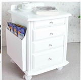 白色实木多功能可移动床头柜储物柜沙发边柜角柜化妆台茶水柜