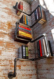 包邮墙上置物架美式复古铁艺书架水管置物架管道书架个性创意书架