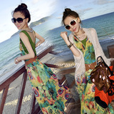 香港TI代购 夏季时尚韩版SZ雪纺长裙波西米亚海边度假沙滩裙 女