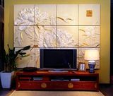 电视背景墙 立体浮雕模块 3D背景墙客厅沙发背景装饰画 花开富贵