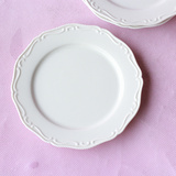浮雕花边盘子外贸餐具白色盘子小盘子 陶瓷小菜碟 蛋糕盘 汉碟