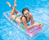 正品INTEX游泳充气床 水上浮床浮排气垫海滩垫  方枕18孔彩色躺椅