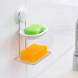 嘉宝吸盘 双层吸壁式肥皂盒香皂盒 创意沥水时尚香皂架子 双格