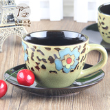 义旺 中国风创意手绘陶瓷杯配碟 景德镇加厚卡布奇诺咖啡杯套装