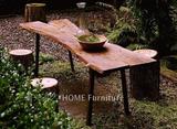 闽南，[毛边设计]自然风原木书桌，实木3.5CM台面泡茶桌，会议桌A