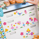 蓝瑞家饰墙贴纸创意厨房墙贴画 冰箱贴玻璃贴柜子贴纸 蘑菇的春天