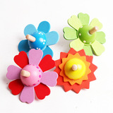外贸原单木制彩绘花朵旋转陀螺玩具儿童玩具 3岁宝宝玩具