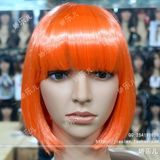 橙色 橘红色bobo头波波头 短发彩色假发套 cosplay 动漫 女生表演