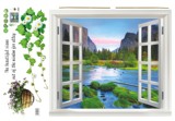 假窗墙贴画 桂林山水墙贴 卧室客厅装饰画墙贴纸假窗风景墙贴画