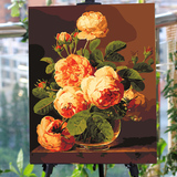 手绘手工特价包邮精品diy数字油画客厅风景花卉情侣绽放的花朵