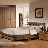 韩式榆木双人床卧室实木床带储物抽屉床整装婚床1.8米1.5米大床
